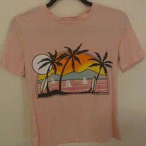 SHEIN Girls Pink Sunset T-Shirt